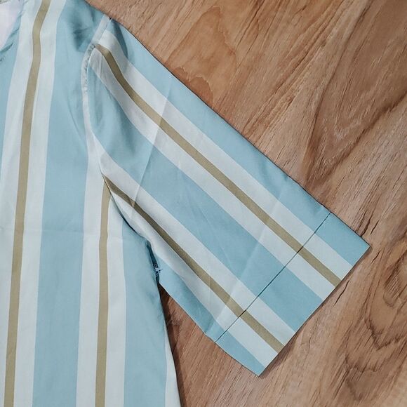 🔺️Misslook Striped Blue & Olive Green Tunic Top Large - Picture 4 of 10